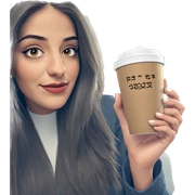 smiling girl with coffee cup sticker