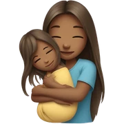 girl with long hair hugs baby sticker