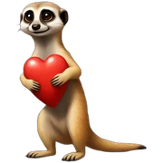 Meerkat hold a heart sticker