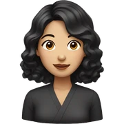 asian woman with wavy black hair sticker