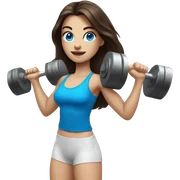 Realistic brunette girl with bright blue eyes lifting weights sticker