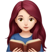 A beautiful, burgundy long haired girl reading a book sticker