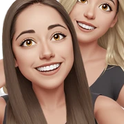 smiling girls with long hair sticker