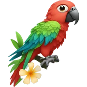 parrot with a flower sticker