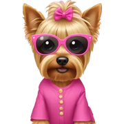 Blonde Yorkie wearing pink sunglasses and a pink dress  sticker