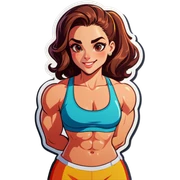 Strong woman with sixpack and beautiful faces sticker