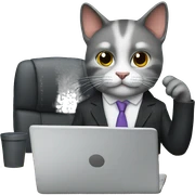 business cat working sticker