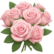 Pastel Pink roses bouquet with bow sticker
