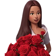 girl with red rose bouquet sticker