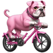 pink bulldog on a bike sticker