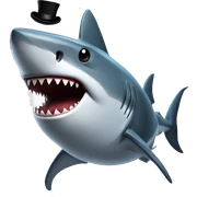 Shark with a top hat sticker