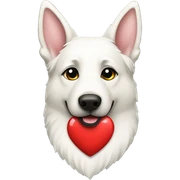 White German shepherd with heart collar sticker