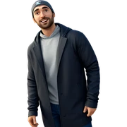 casual male portrait by ocean sticker