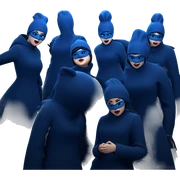 girls in blue hats and masks sticker