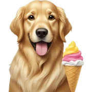 Golden retriever eating ice cream sticker