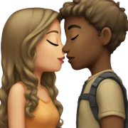 girl kissing boy sticker