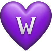 The white Letter “W” inside a Purple Heart sticker