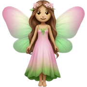 Dreamy pretty nature fairy with long brown hair , pink wings and green dress  sticker