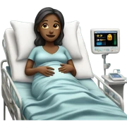 Realistic pregnant women in hospital bed sticker