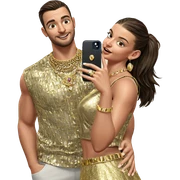 selfie of couple with jewelry sticker