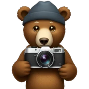 bear holding camera sticker
