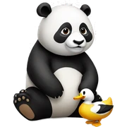 Panda with duck sticker