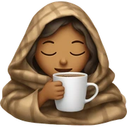 girl inside a blanket sipping coffee eyes closed sticker