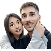 girl and boy outdoor smile sticker