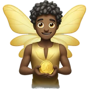 male fairy holding gold coins sticker