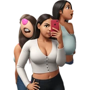 holding phone with cleavage view sticker