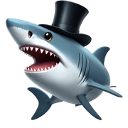 Shark with a top hat sticker