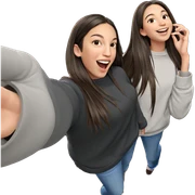 smiling girls with long hair sticker