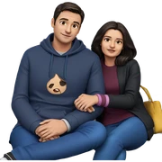 couple sitting on a bench sticker