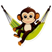 A relaxed monkey on a hammock sticker