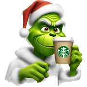 Grinch drinking Starbucks sticker