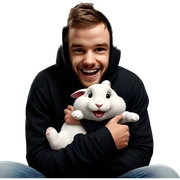 boy holding rabbit smiling sticker