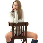 girl sitting in sweater chair sticker