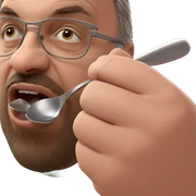bearded guy holding a spoon sticker
