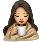 Brunette girl inside a blanket sipping coffee eyes closed sticker