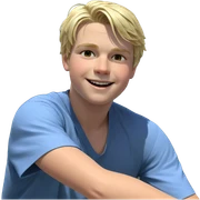blonde boy by the water sticker