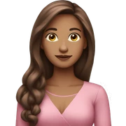 A beautiful woman with long brown hair and a pink dress sticker