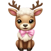 Cute fuzzy baby reindeer with light pink bow sticker