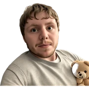 boy with teddy bear indoors sticker