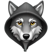 grey wolf wearing a black hood sticker