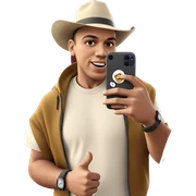 happy man outdoors with phone sticker