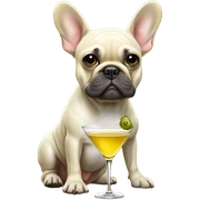 Blonde French Bulldog with martini and olives on beach sticker