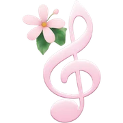 Pale pink music note with pale pink flower  sticker