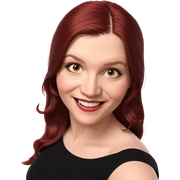smiling girl in red dress sticker