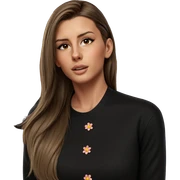 girl with brown hair flowers sticker