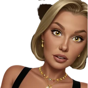 blonde girl portrait with jewelry sticker